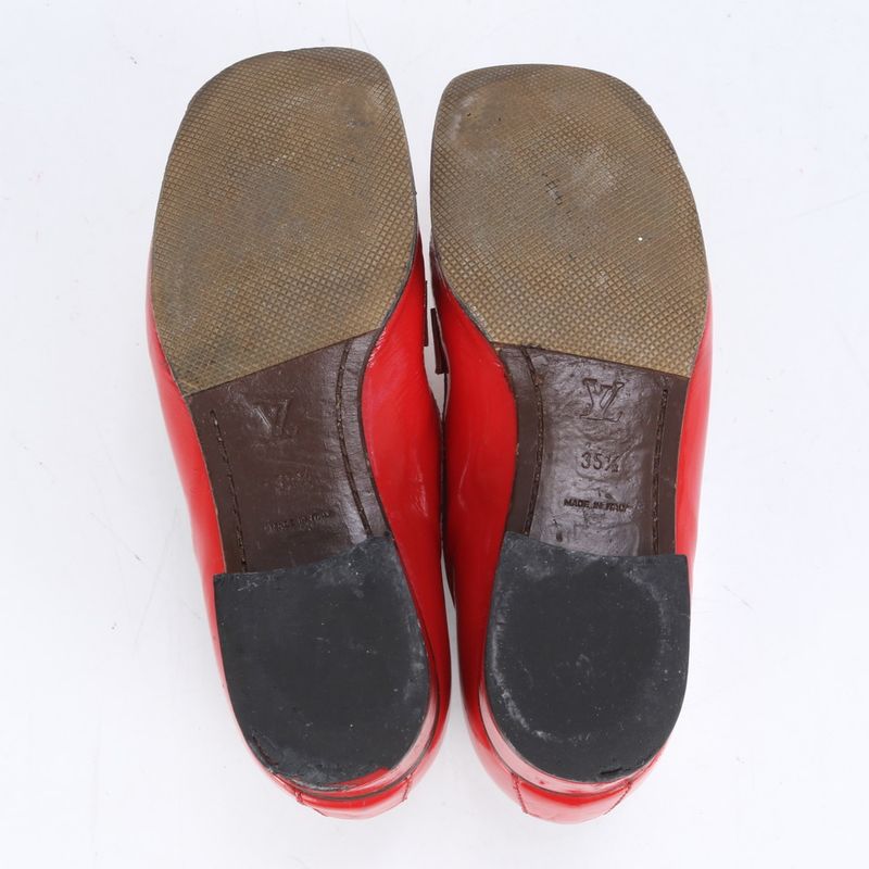Louis Vuitton Red Leather Pumps Loafers Heels Shoes Genuine Leather Brand