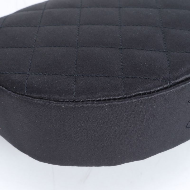 Chanel With Serial Seal Matelasse Satin Half Moon Rhinestone Shoulder Bag