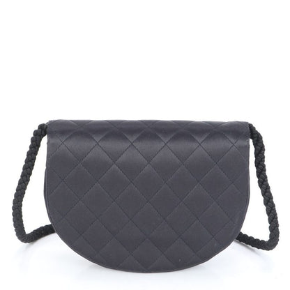 Chanel With Serial Seal Matelasse Satin Half Moon Rhinestone Shoulder Bag