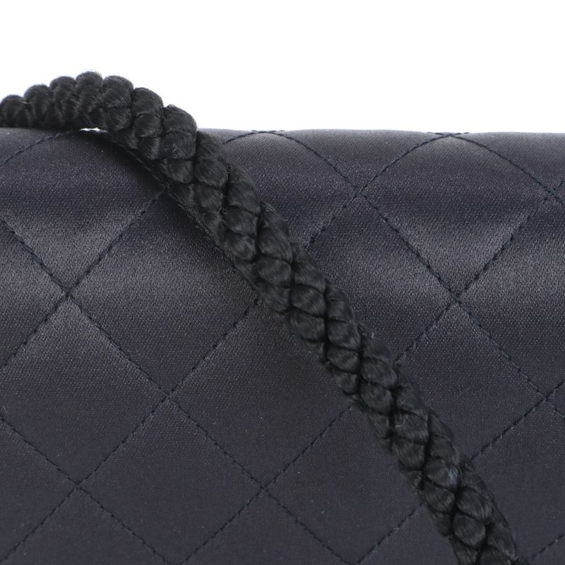 Chanel With Serial Seal Matelasse Satin Half Moon Rhinestone Shoulder Bag