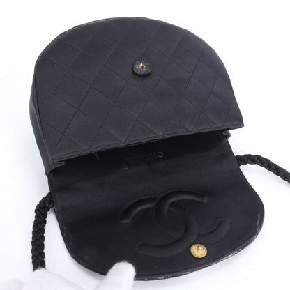 Chanel With Serial Seal Matelasse Satin Half Moon Rhinestone Shoulder Bag