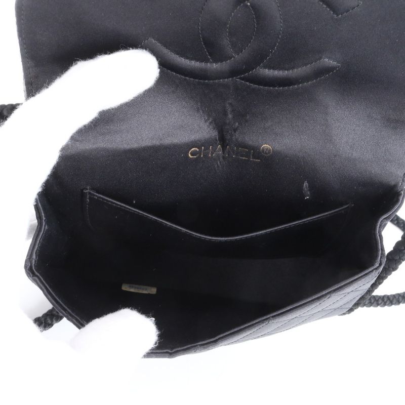 Chanel With Serial Seal Matelasse Satin Half Moon Rhinestone Shoulder Bag