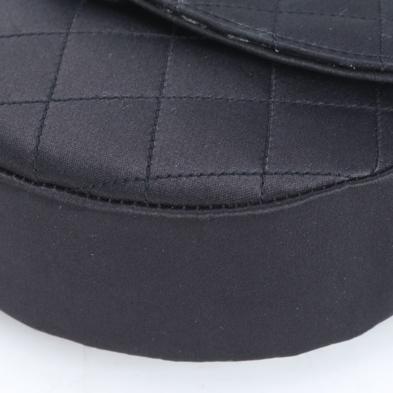 Chanel With Serial Seal Matelasse Satin Half Moon Rhinestone Shoulder Bag