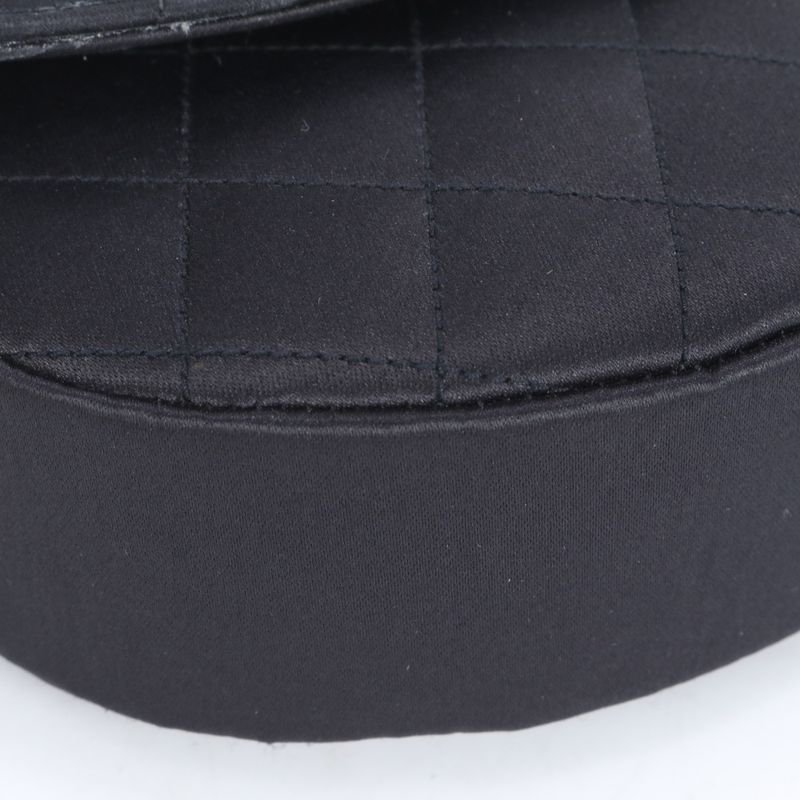 Chanel With Serial Seal Matelasse Satin Half Moon Rhinestone Shoulder Bag