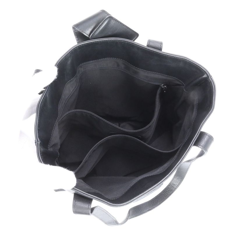 Chanel With Serial Seal Logo Leather Tote Bag Shoulder Hand Black Women's EUE