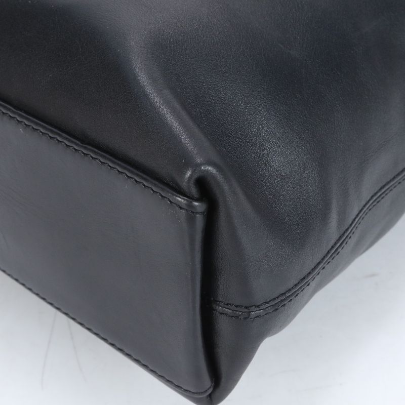 Chanel With Serial Seal Logo Leather Tote Bag Shoulder Hand Black Women's EUE