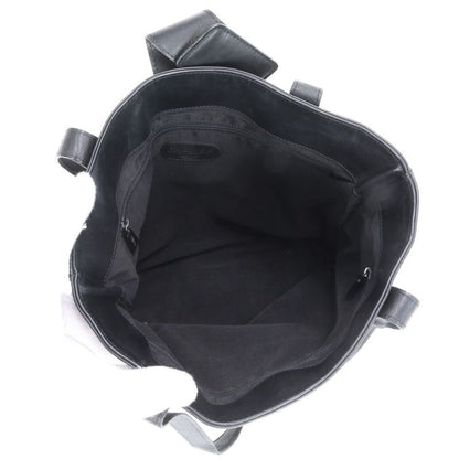 Chanel With Serial Seal Logo Leather Tote Bag Shoulder Hand Black Women's EUE