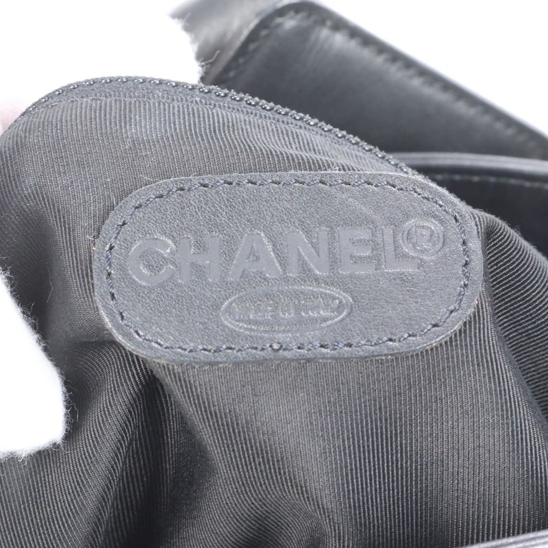 Chanel With Serial Seal Logo Leather Tote Bag Shoulder Hand Black Women's EUE