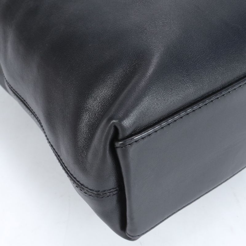 Chanel With Serial Seal Logo Leather Tote Bag Shoulder Hand Black Women's EUE