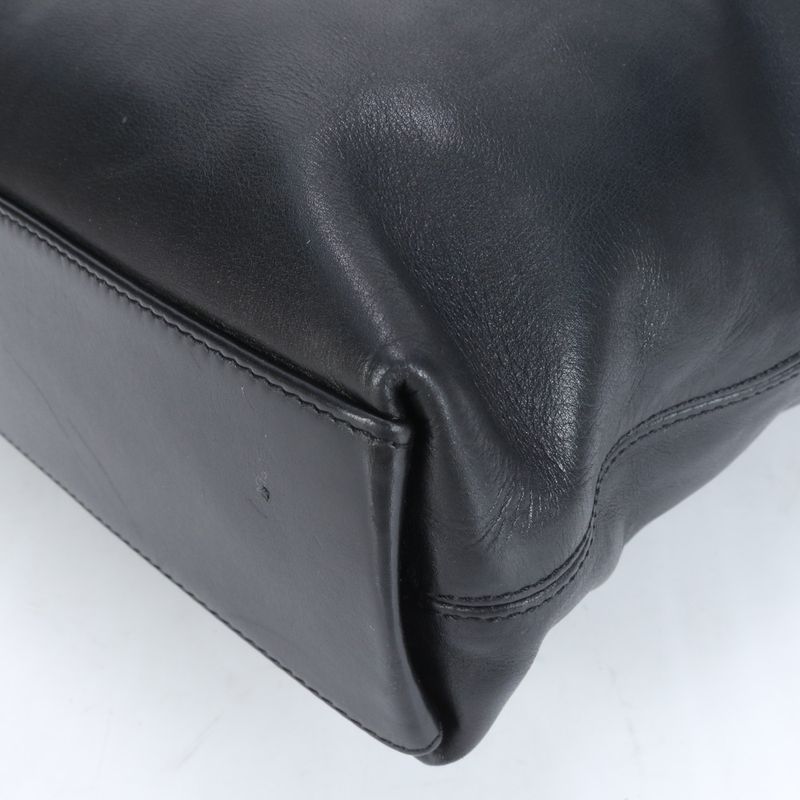 Chanel With Serial Seal Logo Leather Tote Bag Shoulder Hand Black Women's EUE