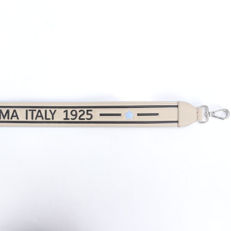 Fendi Strap You Leather Shoulder Strap Tote Bag Purse Beige Silver Hardware