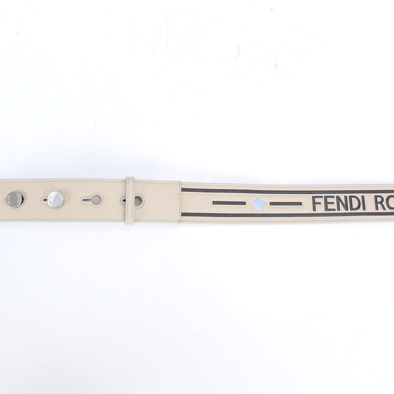 Fendi Strap You Leather Shoulder Strap Tote Bag Purse Beige Silver Hardware