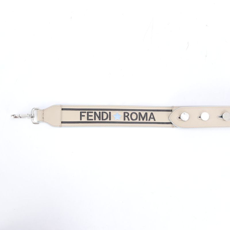 Fendi Strap You Leather Shoulder Strap Tote Bag Purse Beige Silver Hardware