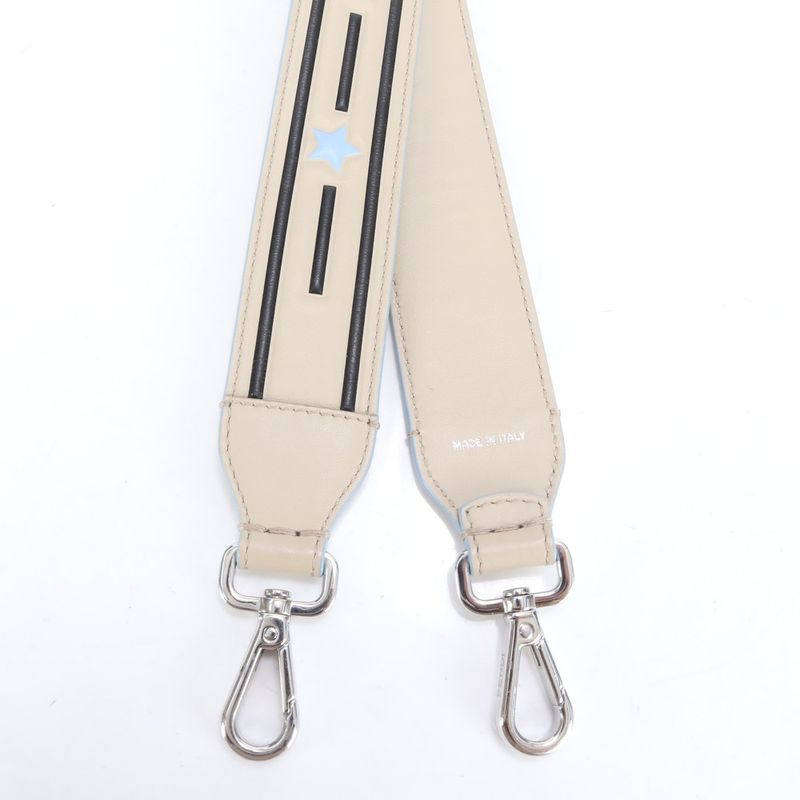 Fendi Strap You Leather Shoulder Strap Tote Bag Purse Beige Silver Hardware