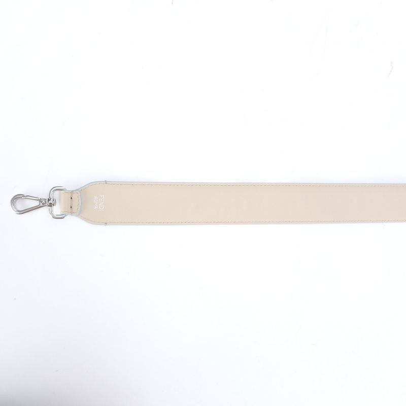 Fendi Strap You Leather Shoulder Strap Tote Bag Purse Beige Silver Hardware