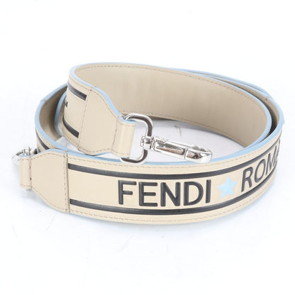 Fendi Strap You Leather Shoulder Strap Tote Bag Purse Beige Silver Hardware