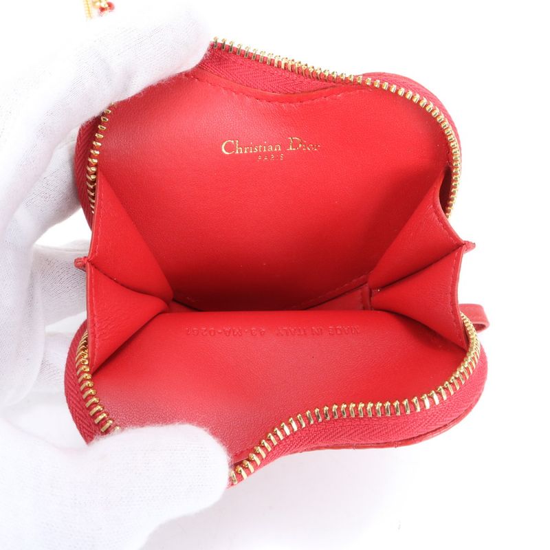 Unused Christian Dior Caro Heart Cannage Chain Leather Shoulder Bag Pouch