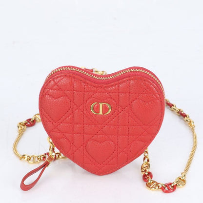 Unused Christian Dior Caro Heart Cannage Chain Leather Shoulder Bag Pouch