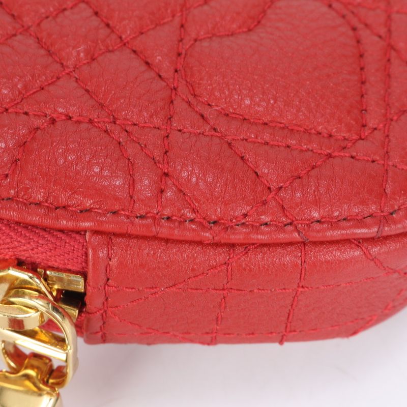 Unused Christian Dior Caro Heart Cannage Chain Leather Shoulder Bag Pouch