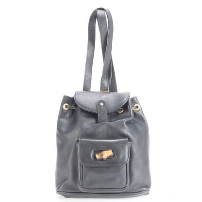 Vintage Old Gucci Bamboo Leather Backpack Sac Backpack Shoulder Bag Women EEE