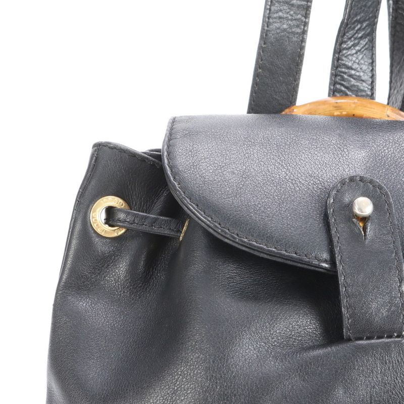 Vintage Old Gucci Bamboo Leather Backpack Sac Backpack Shoulder Bag Women EEE