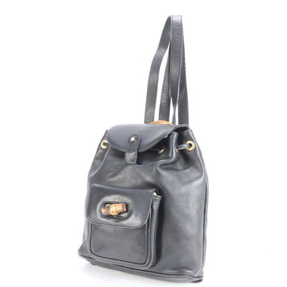 Vintage Old Gucci Bamboo Leather Backpack Sac Backpack Shoulder Bag Women EEE