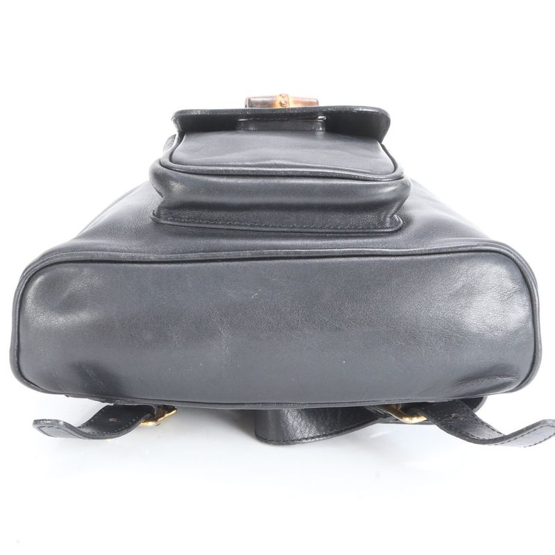 Vintage Old Gucci Bamboo Leather Backpack Sac Backpack Shoulder Bag Women EEE