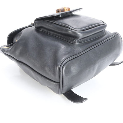 Vintage Old Gucci Bamboo Leather Backpack Sac Backpack Shoulder Bag Women EEE