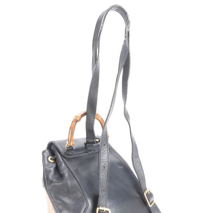 Vintage Old Gucci Bamboo Leather Backpack Sac Backpack Shoulder Bag Women EEE