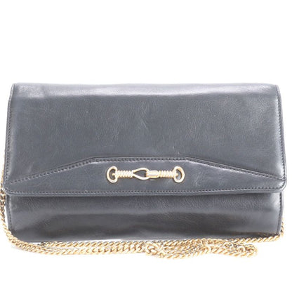 Vintage Celine Chain Leather Shoulder Bag Crossbody Hand Tote Black Women's RRM