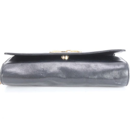 Vintage Celine Chain Leather Shoulder Bag Crossbody Hand Tote Black Women's RRM