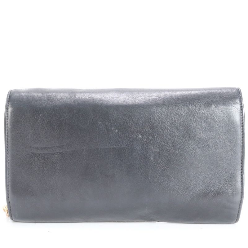 Vintage Celine Chain Leather Shoulder Bag Crossbody Hand Tote Black Women's RRM