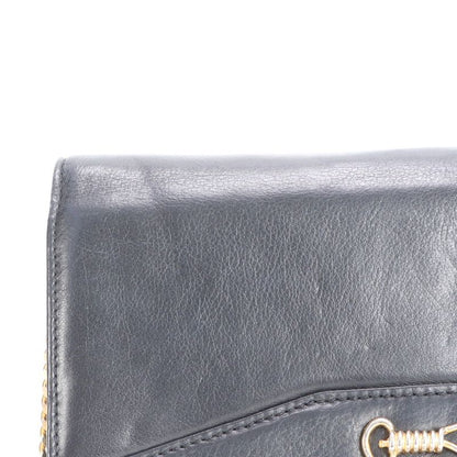 Vintage Celine Chain Leather Shoulder Bag Crossbody Hand Tote Black Women's RRM