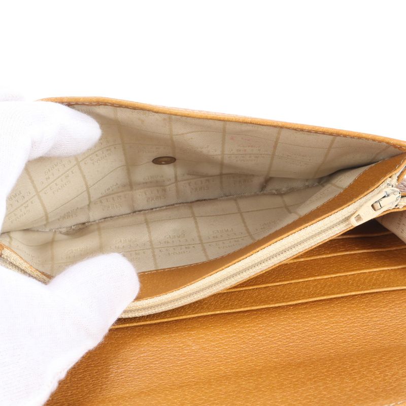 Celine Leather Long Wallet Long Wallet Round Zipper Bifold Ladies RUE Cp6-5