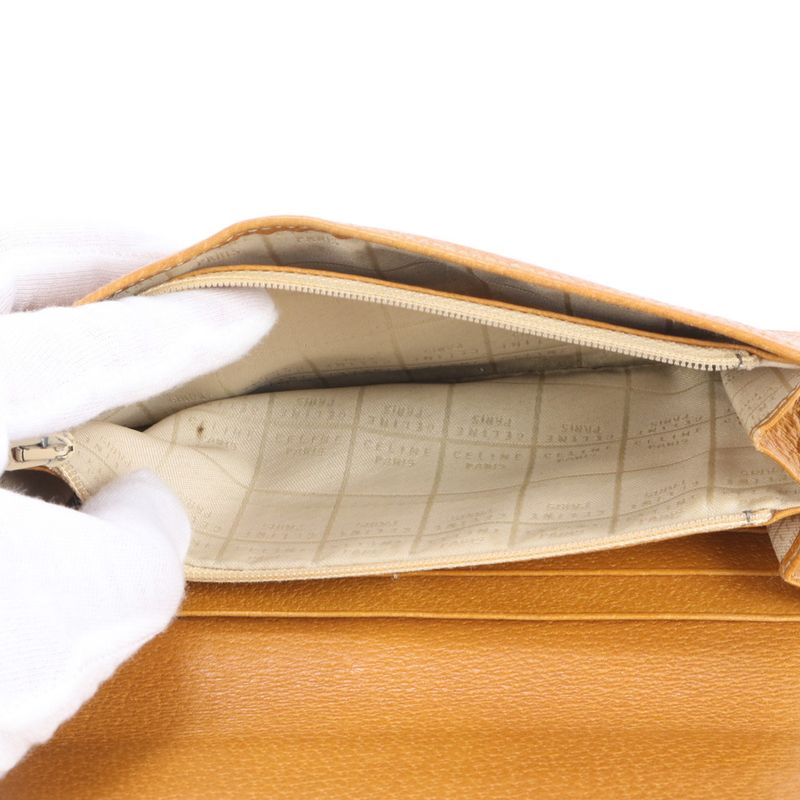 Celine Leather Long Wallet Long Wallet Round Zipper Bifold Ladies RUE Cp6-5