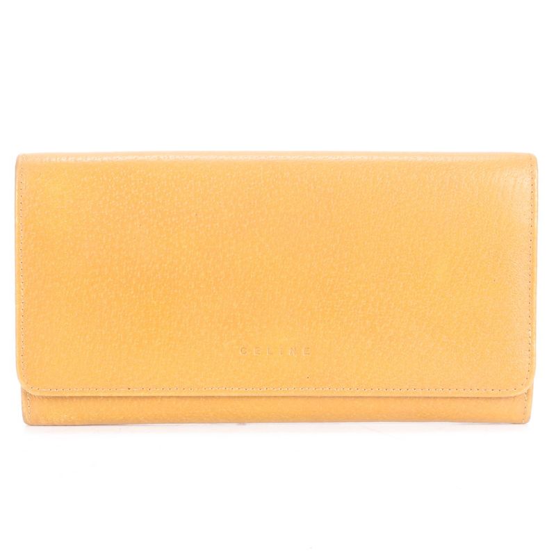 Celine Leather Long Wallet Long Wallet Round Zipper Bifold Ladies RUE Cp6-5