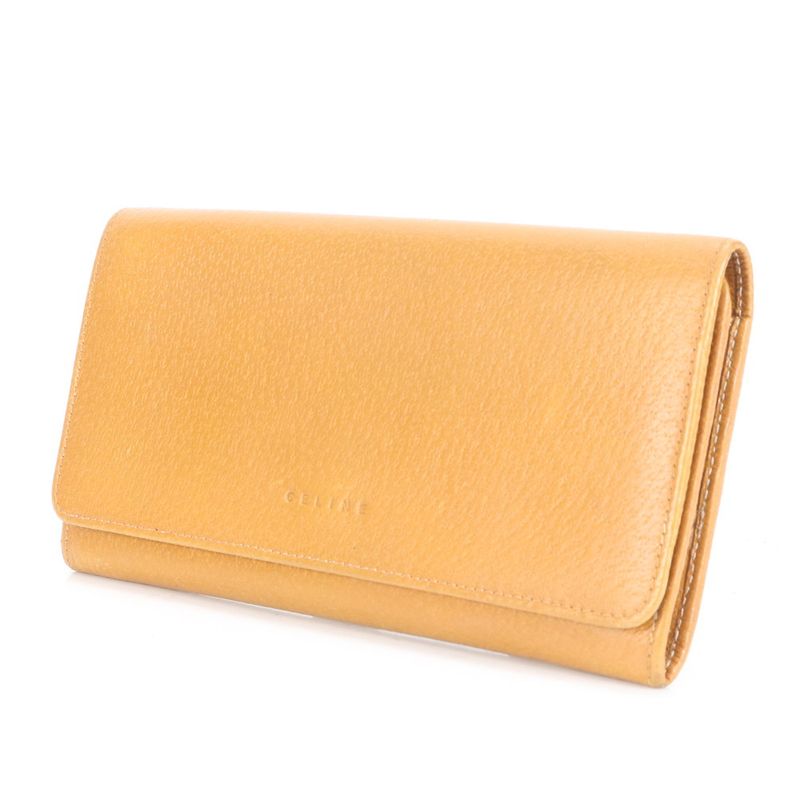 Celine Leather Long Wallet Long Wallet Round Zipper Bifold Ladies RUE Cp6-5