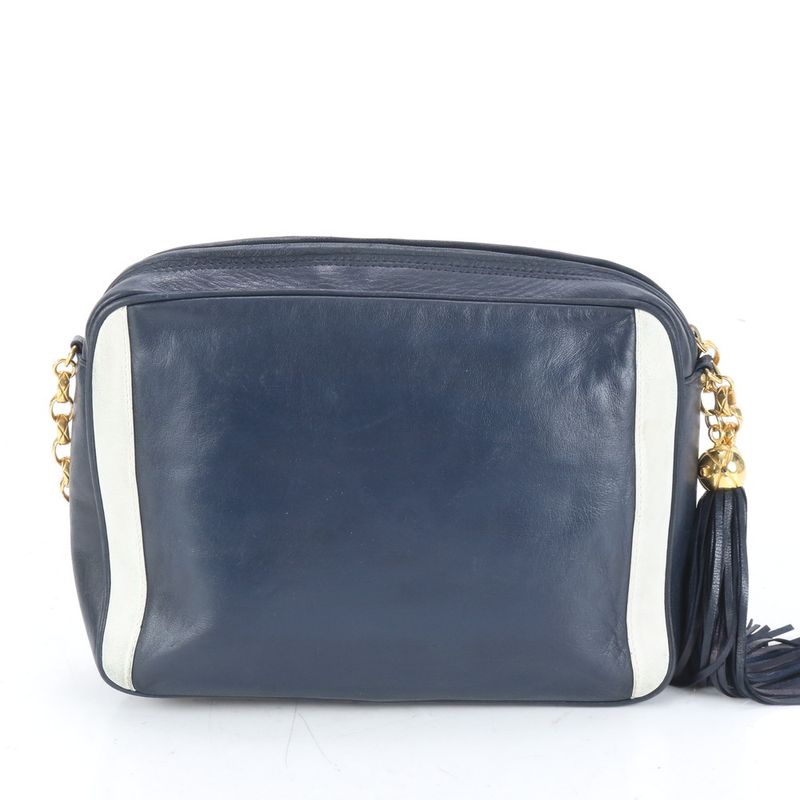 Chanel With Serial Seal Tassel Lambskin Leather Chain Shoulder Bag Crossbody