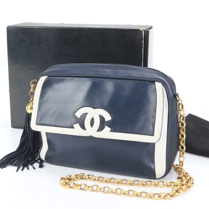 Chanel With Serial Seal Tassel Lambskin Leather Chain Shoulder Bag Crossbody