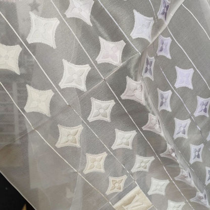 Louis Vuitton Organdy Monogram Embroidered Sheer Silk Shawl Light Purple