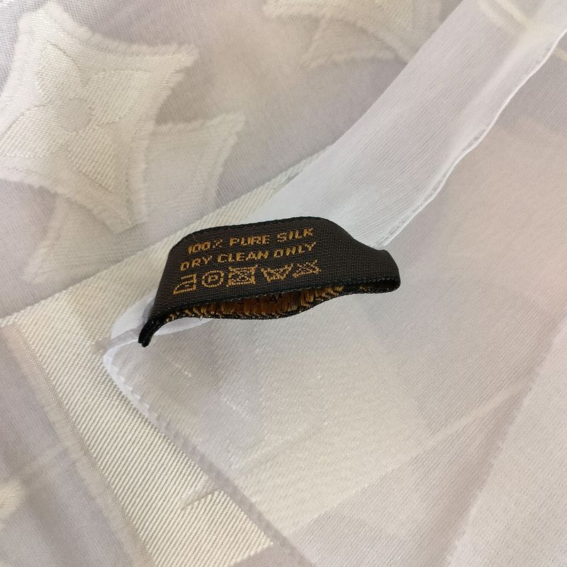 Louis Vuitton Organdy Monogram Embroidered Sheer Silk Shawl Light Purple