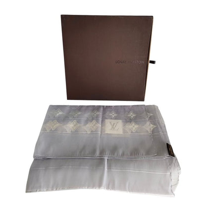 Louis Vuitton Organdy Monogram Embroidered Sheer Silk Shawl Light Purple