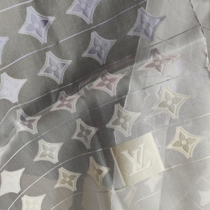 Louis Vuitton Organdy Monogram Embroidered Sheer Silk Shawl Light Purple