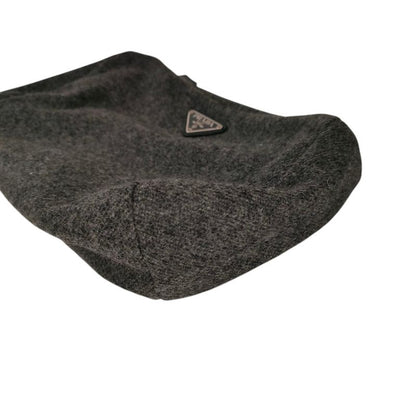 Prada Triangle Logo Wool Pouch Small Pouch Gray Women's Used