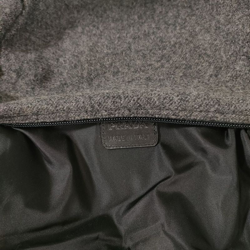 Prada Triangle Logo Wool Pouch Small Pouch Gray Women's Used