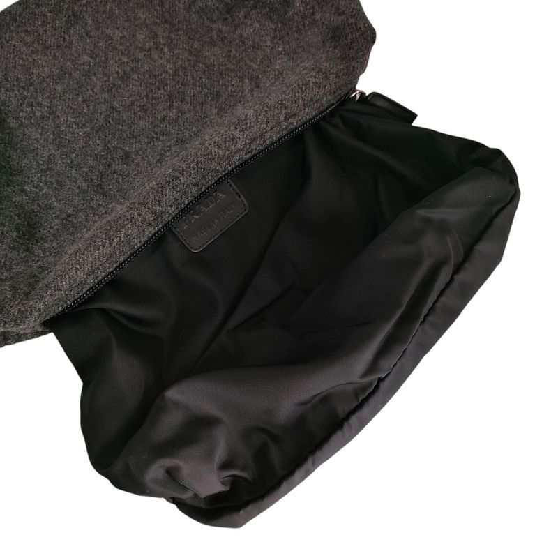 Prada Triangle Logo Wool Pouch Small Pouch Gray Women's Used