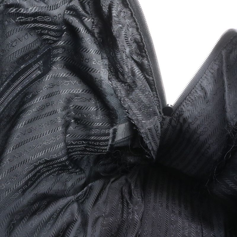 Prada Tessuto Nylon Triangle Logo Leather Boston Bag Business Travel Tote