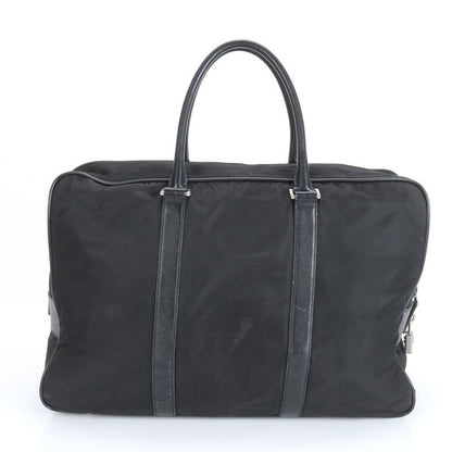 Prada Tessuto Nylon Triangle Logo Leather Boston Bag Business Travel Tote