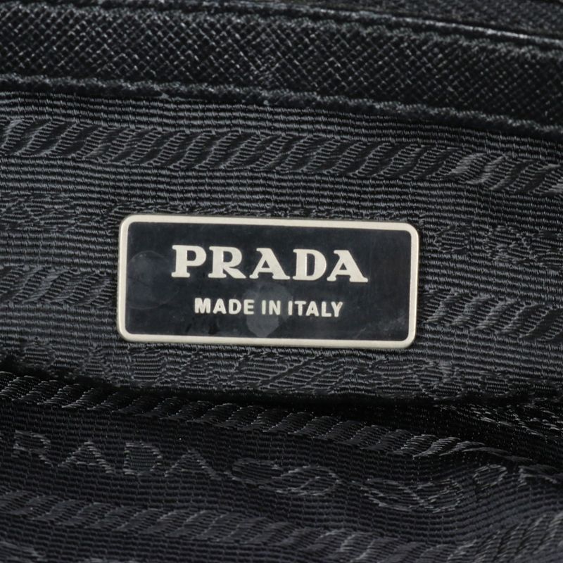 Prada Tessuto Nylon Triangle Logo Leather Boston Bag Business Travel Tote
