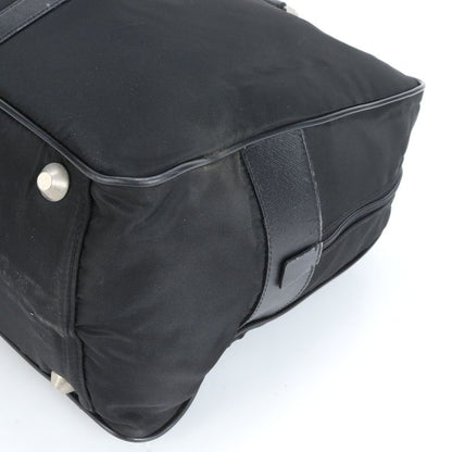 Prada Tessuto Nylon Triangle Logo Leather Boston Bag Business Travel Tote